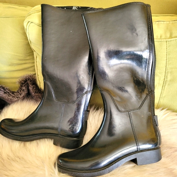 Ted Baker galoshes, wellies, boots.  Tall black sturdy rubber. Gr8 4 snow/rain - Picture 1 of 14